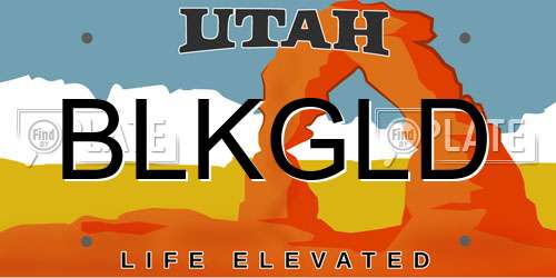 BLKGLD Utah License Plate