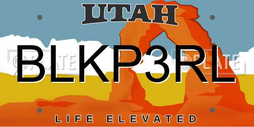 BLKP3RL Utah License Plate