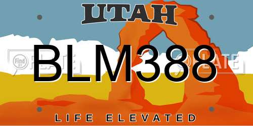BLM388 Utah License Plate