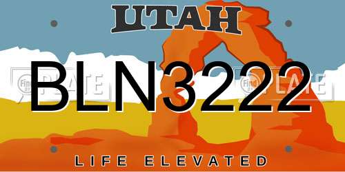 BLN3222 Utah License Plate