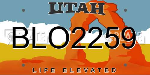 BLO2259 Utah License Plate