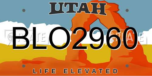 BLO2960 Utah License Plate