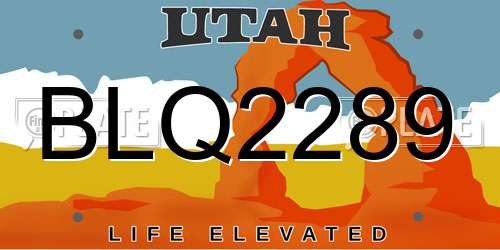BLQ2289 Utah License Plate