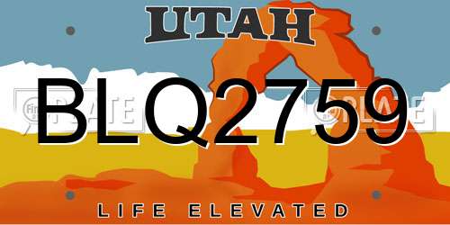 BLQ2759 Utah License Plate