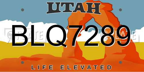 BLQ7289 Utah License Plate