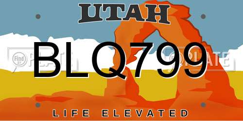 BLQ799 Utah License Plate