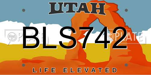 BLS742 Utah License Plate