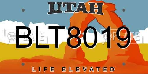 BLT8019 Utah License Plate