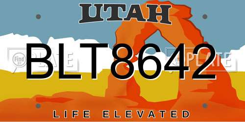 BLT8642 Utah License Plate