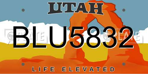 BLU5832 Utah License Plate