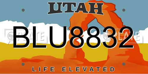 BLU8832 Utah License Plate