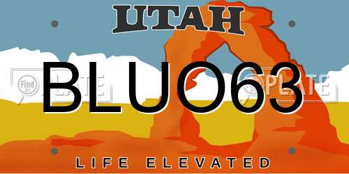 BLUO63 Utah License Plate