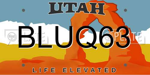 BLUQ63 Utah License Plate