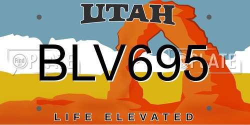 BLV695 Utah License Plate