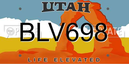 BLV698 Utah License Plate