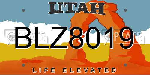 BLZ8019 Utah License Plate
