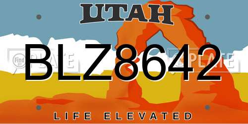 BLZ8642 Utah License Plate