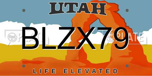 BLZX79 Utah License Plate