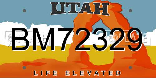BM72329 Utah License Plate