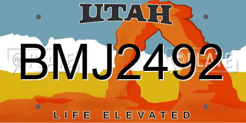 BMJ2492 Utah License Plate