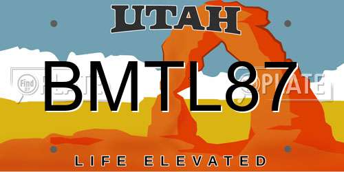 BMTL87 Utah License Plate