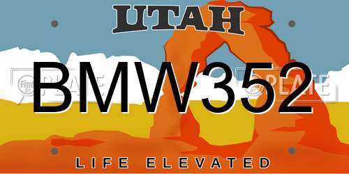 BMW352 Utah License Plate