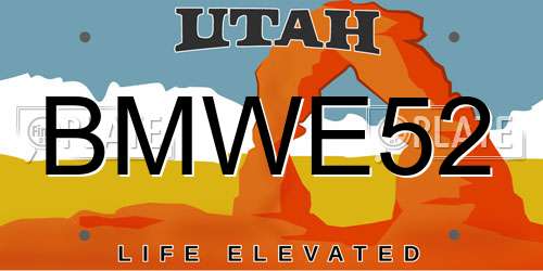 BMWE52 Utah License Plate