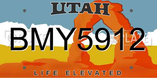 BMY5912 Utah License Plate