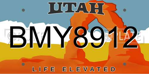 BMY8912 Utah License Plate
