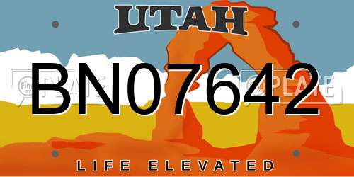 BN07642 Utah License Plate
