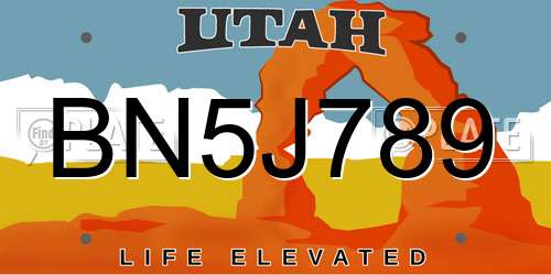 BN5J789 Utah License Plate