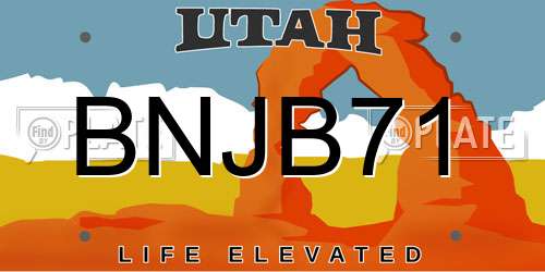 BNJB71 Utah License Plate