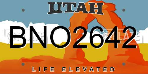 BNO2642 Utah License Plate