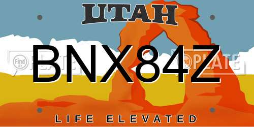 BNX84Z Utah License Plate