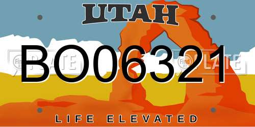 BO06321 Utah License Plate