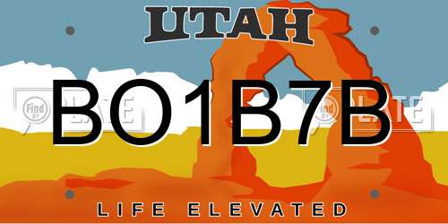 BO1B7B Utah License Plate