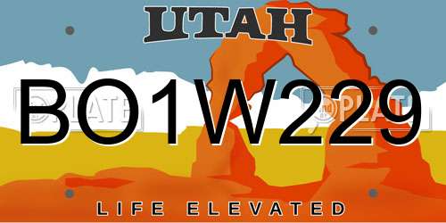 BO1W229 Utah License Plate