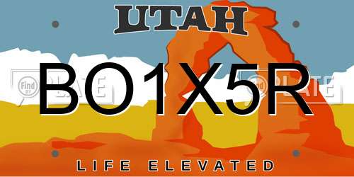 BO1X5R Utah License Plate