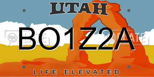 BO1Z2A Utah License Plate