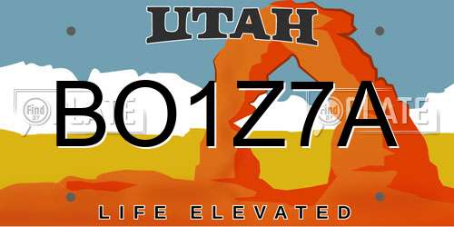 BO1Z7A Utah License Plate