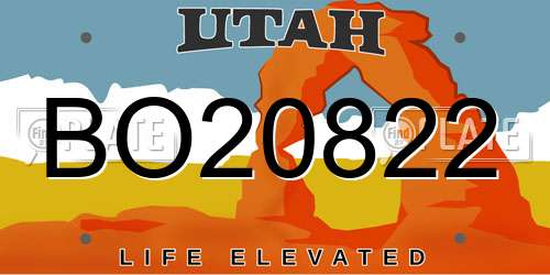 BO20822 Utah License Plate