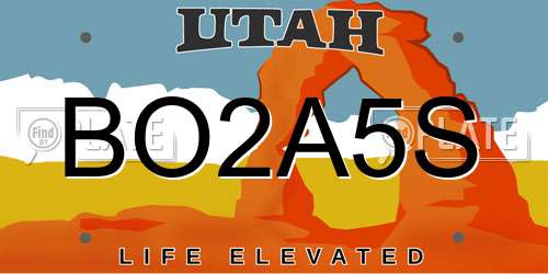 BO2A5S Utah License Plate