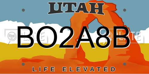 BO2A8B Utah License Plate