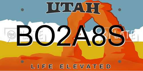 BO2A8S Utah License Plate
