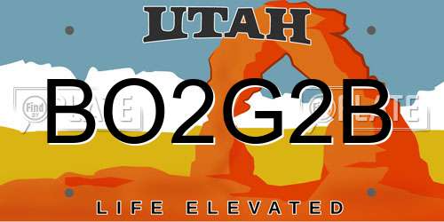 BO2G2B Utah License Plate