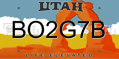 BO2G7B Utah License Plate