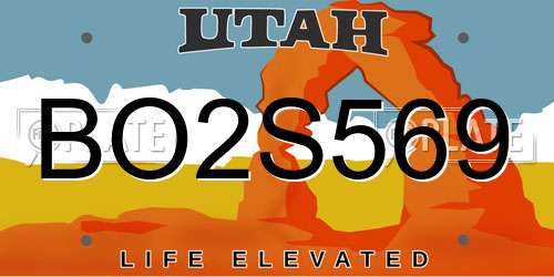 BO2S569 Utah License Plate