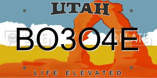 BO3O4E Utah License Plate