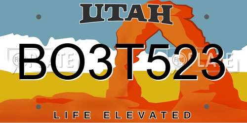 BO3T523 Utah License Plate
