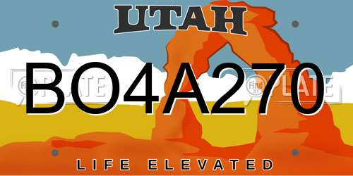 BO4A270 Utah License Plate